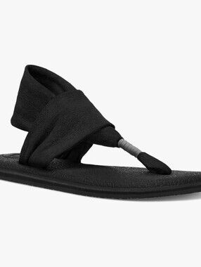 SANUK Black Yoga Sling 2 Sandals / Yoga Mat Footbed. Women's Size 10.